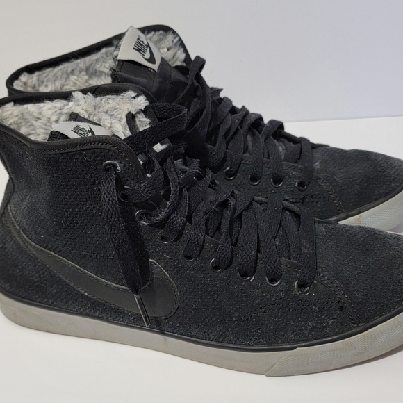 NIKE Women's 9 Primo Court Suede Mid Black Faux Fur LINED Sneakers 807163-001 - Picture 7 of 7